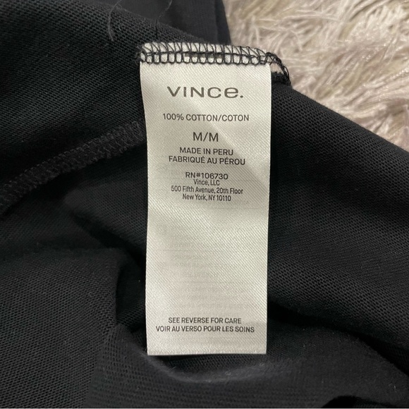 Vince Tie Waist Black Cotton T-Shirt Dress Sz M - Picture 8 of 9